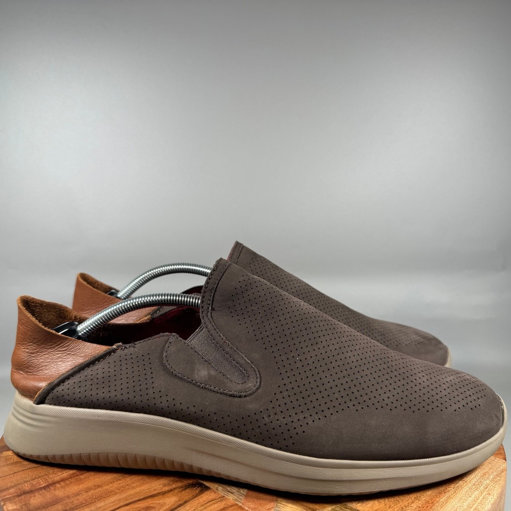 Johnston & Murphy Mens 12M Brown Perforated Nubuck Slip On Loafers 25-6660